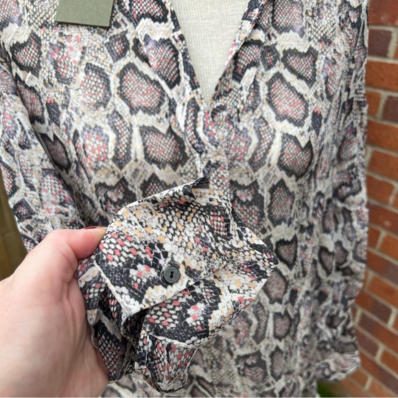AllSaints Andia Misra UK S Small 8 Snake Animal Print Shirt Blouse Classy - Picture 6 of 8